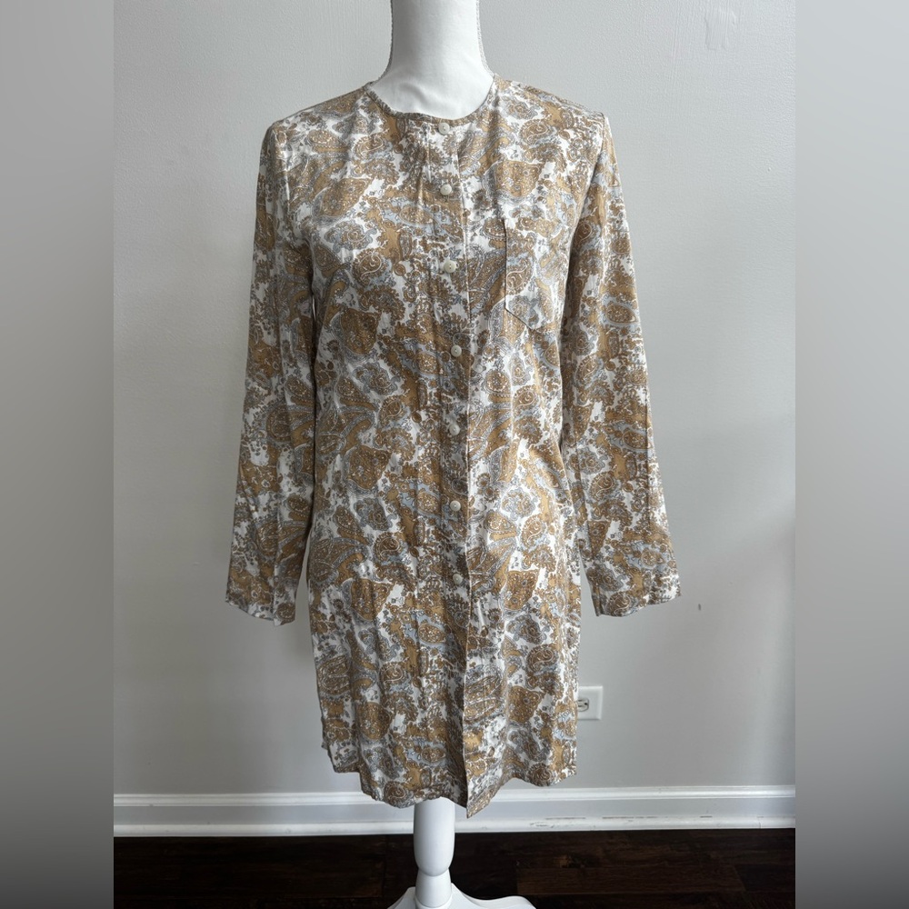 OTTO Long Sleeve Dress in Brown and Cream